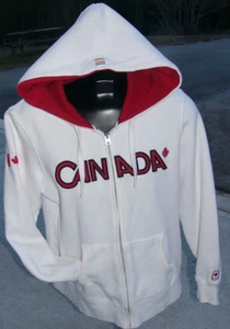 HBC Hudsons Bay Oylmpic Team Canada White Zip Up Hooded Sweater Womens L Ladies - Picture 1 of 7