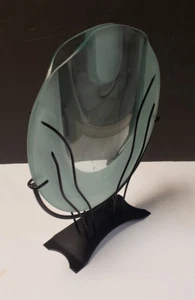 Vintage Clear Art Glass Flower Vase with Black Metal Stand – Decorative Vase - Picture 1 of 8