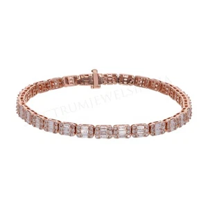 Brazalete de tenis de diamantes CVD cultivados en laboratorio Baguette oro rosa de 18 k regalo de cumpleaños 5,9 quilates - Imagen 1 de 13