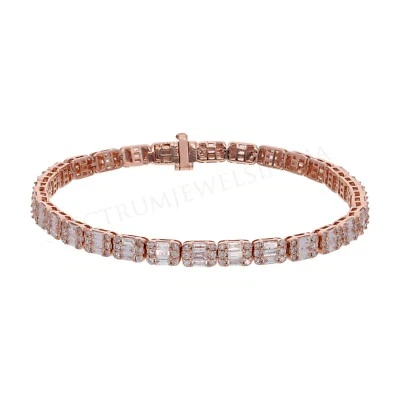 Baguette Lab Grown CVD Diamond Tennis Bracelet 18k Rose Gold Birthday Gift 5.9Ct - Image 1 of 4