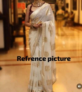 Bollywood Sari Bluse für Frauen indischer Designer pakistanischer Frauen ethnischer Sari - Bild 1 von 3