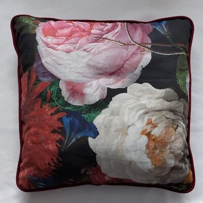 Handmade cushion cover, 50cm x 50 cm, 20"×20" linen, dutch floral pattern - Image 1 of 4