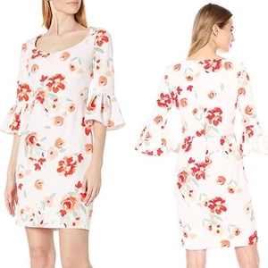 New Donna Morgan Womans Sz 6 Dress Floral Crepe Bell Sleeve NWT - Picture 1 of 7