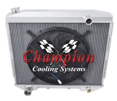 2 Row DR Champion Radiator W/ 16" Fan for 1957 1958 1959 Ford Sunliner V8 Engine - Image 1 of 4