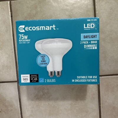 Ecosmart 75-Watt Equivalent BR40 Dimmable LED Light Bulb Daylight (2-Pack) - Image 1 of 3