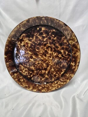 Antique Stoneware Spongeware Brown Splatterware Plate. 10 Dia.  - Image 1 of 4
