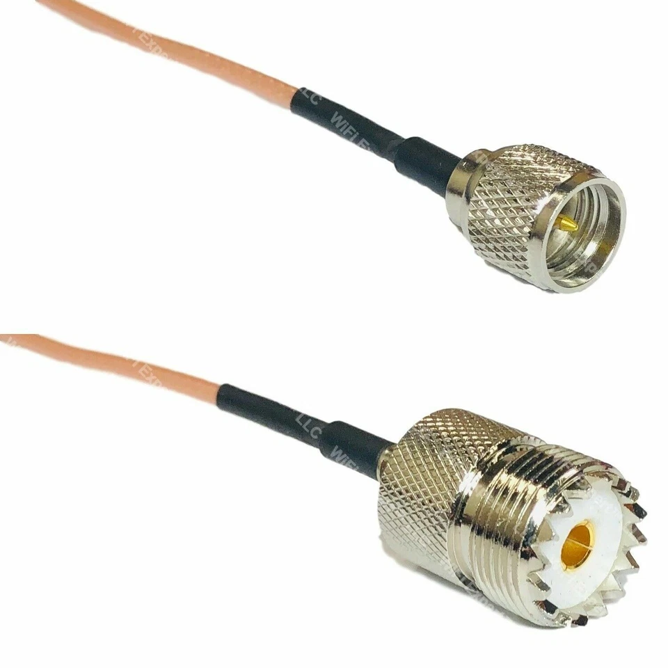 USA-CA RG316 MINI UHF MALE to SO239 UHF FEMALE Coaxial RF Pigtail Cable - Image 1 of 1