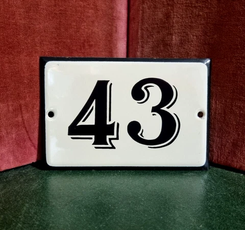 Enamel house number 43 door gate wall street sign vintage French plaque plate Cover
