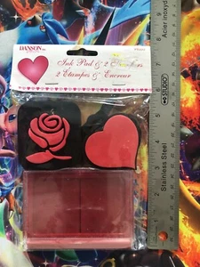 Danson Decor Ink Pad and 2 Stampers ROSE & HEART - Imagen 1 de 3