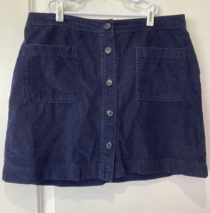 Gap Corduroy Button-Front Mini Skirt Size L Navy 100% Cotton - Picture 1 of 4
