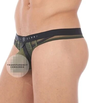 Gregg Homme Erupt Thong 8 Ways Stretch Sheer Mesh Khaki 140004 128A - Image 1 of 4
