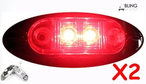2 Clear Clear Len Red Bezel Clearance Side Marker LED Surface Mount Light Truck - Picture 1 of 6