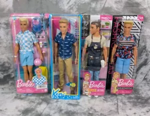 4 Barbie KEN Moderna: Barista FXP03, Fashionistas 118 + BFW10, HPL74 Beach NRFB - Imagen 1 de 18