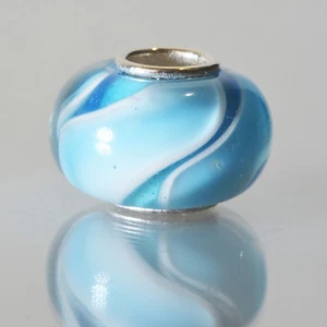 Cuentas de individualidad IBB plata esterlina azul blanco ondas cristal de Murano dije cuentas - Imagen 1 de 3
