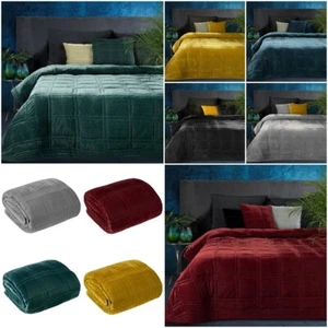 Decke Tagesdecke Steppdecke Samtdecke Karomuster Weicher Überwurf Prachtvoll - Bild 1 von 38