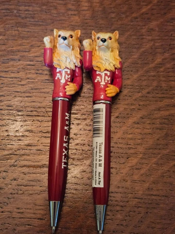 2 TEXAS A&M Mascot REVEILLE vintage Pens  +Aggies Cover