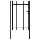Fence Gate Single Door with Spike Top Steel 3.3&#39;x4.9&#39; Black