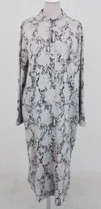 Women's M&S Dress Grey Mix Reptile Pattern Long Length Mock Neck Used F1 - Picture 1 of 8