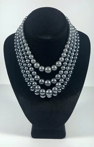 Vintage Costume Jewelry Triple Bead Necklace - Picture 1 of 2