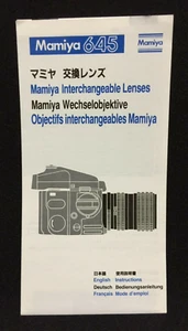 Mamiya 645 Interchangeable Lenses Instructions Made in Japan - Picture 1 of 2