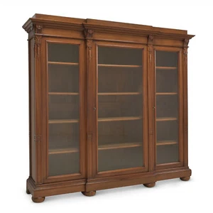 ANTIK! Bücherschrank  restauriert Nussbaum Gründerzeit Vitrine niedrig breit - Bild 1 von 12