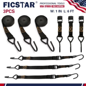 3PCS Lashing Straps with Buckles Adjustable Cam Buckle Tie Down Cinch Strap - Picture 1 of 6
