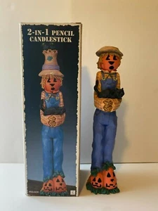 Vintage Halloween Scarecrow Candlestick 1995 ABC Holiday Decor 9.5 inches - Picture 1 of 7