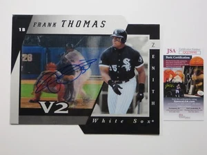 FRANK THOMAS SIGNED CHICAGO WHITE SOX 1997 V2 PINNACLE ZENITH CARD PHOTO JSA COA - Picture 1 of 5