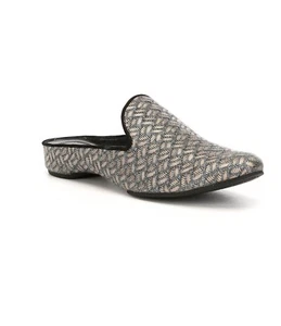 Donald J Pliner Baz Mujer Talla 9.5M Platino Metálico Tejido Look Cuero Mules - Imagen 1 de 5