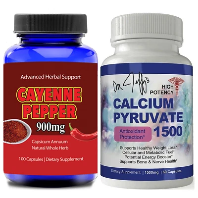 Cayenne Pepper 减肥药 Pyruvate 钙能量增强剂补充剂 — 第 1/4 张图片