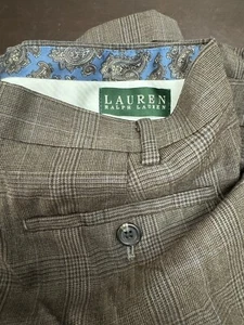 Lauren Ralph Lauren Brown And Blue Plaid Suit Pants For Men Vintage- 36W 32L - Picture 1 of 5
