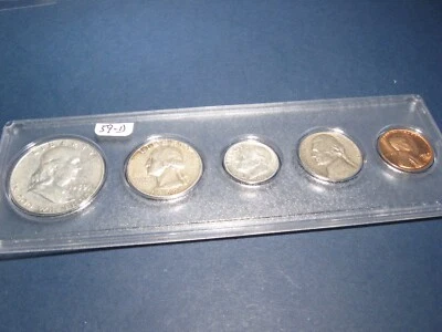 1959 D DENVER Mint ~ 90% Silver Birth year MATCHED 5 coin set ~ circulated - Image 1 of 4