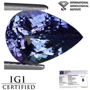 3,36 ct IGI zertifiziert AA natürlicher D Block Tansanit grün blau violett Birnenschliff - Bild 1 von 2