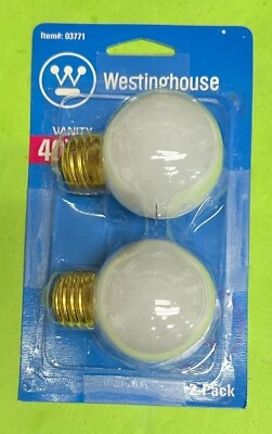 WESTINGHOUSE 03771 2 PACK 40 120V G16 1/2 E26 MEDIUM BASE WHITE NIGHT LIGHT BULB - Image 1 of 3