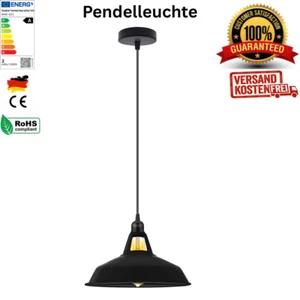 Vintage Pendelleuchte Hängeleuchte Decke Schwarz Hängelampe Retro E27 Design - Bild 1 von 8