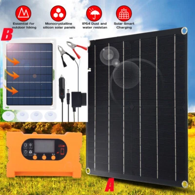 50W Solar Panel Trickle Battery Charger Maintainer For Car RV 12 Volt Tender