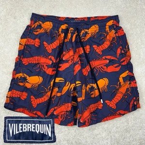 Vilebrequin Herren Moorea rot Hummer Print marine gefüttert Schwimmen Strand Pool Badehose L - Bild 1 von 18