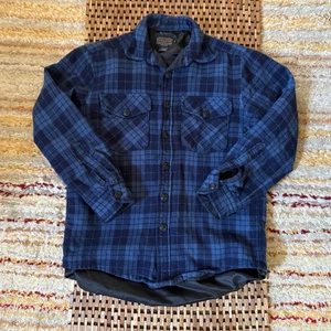 Pendleton Insulated Wool Button Down Shirt Blue Plaid Men's Size Medium M - Picture 1 of 3