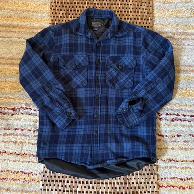 Pendleton Insulated Wool Button Down Shirt Blue Plaid Men's Size Medium M - Image 1 of 3