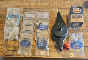 Model A Distributor Cap & OEM Antique Ford Parts Lot Gas Filter Crank Hole Cover - Picture 1 of 24