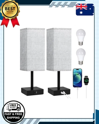 Bedside Table Lamp with USB Ports - Set of 2 Touch Control Lamp for Bedroom with - image 1 of 4
