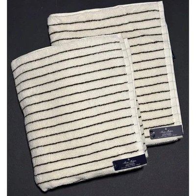 Brooks Brothers коричневый кремовый в полоску хлопок полотенца комплект 2 меры 30 X 56» новый с Ярлыками - Изображение 1 из 4