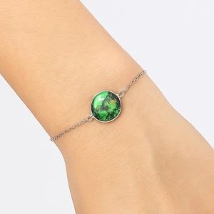 Natürliche grüne Matrix Türkis 925 Sterling Silber Armband Schmuck B-1023 - Bild 1 von 6