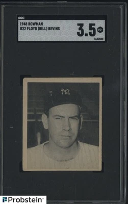 1948 Bowman SETBREAK #22 Floyd "Bill" Bevens New York Yankees RC Rookie SGC 3 - Image 1 of 2