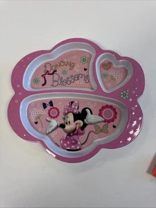 Zak! Designs Disney Minnie Mouse Dancing In Blossoms Kids Melamine Divided Plate - Picture 1 of 2