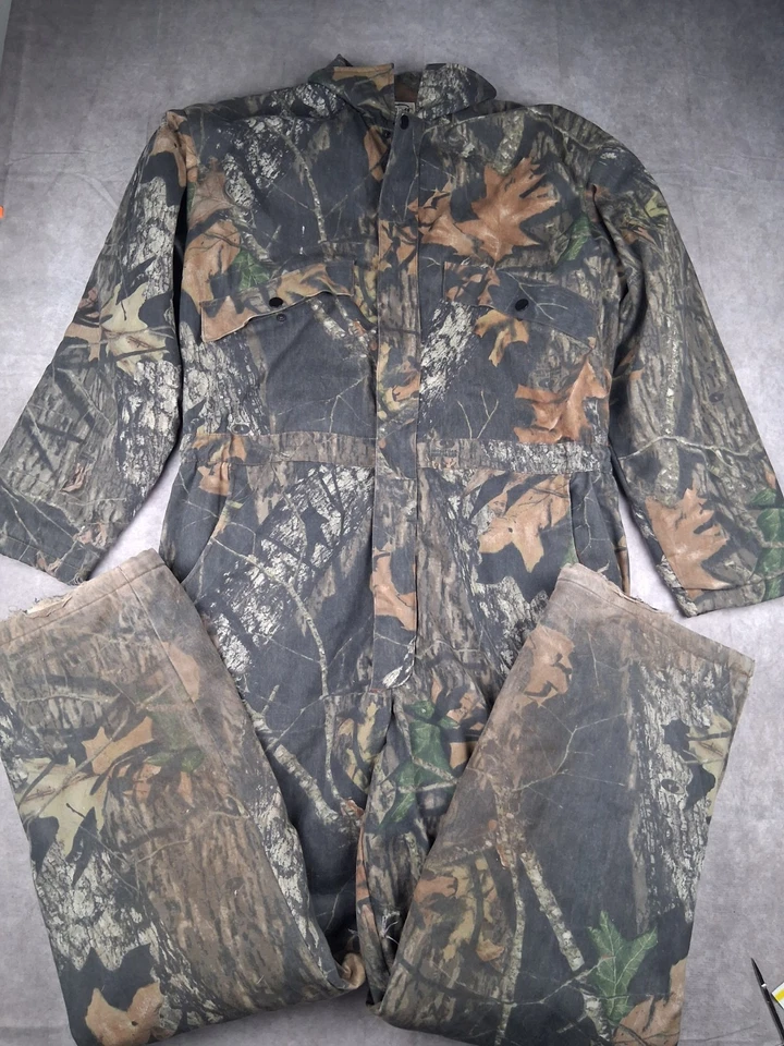 Vintage Mossy Oak Insulated Coveralls Mens Large Breakup Camo Fieldstaff *READ - Image 1 of 4