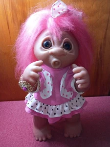 Traje original Gigante Pink Hair 1979 - Muñeca Troll Norfin de 17" - RARO 5 DEDOS - Imagen 1 de 24