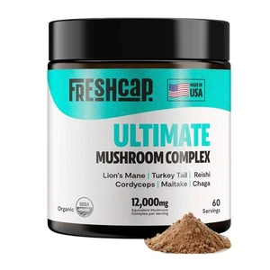 FreshCap Ultimate Mushroom Supplement Polvo 12.000 mg - Hongo orgánico - Imagen 1 de 10
