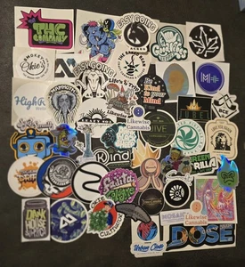Lot 50 Weed Dispensary Stickers Marijuana Cannabis Decals Oklahoma Tulsa SQ788 - Picture 1 of 16