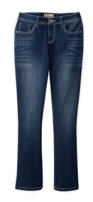 Mudd Girls Skinny Bootcut Mid Raise Stretchy Dark Blue Jeans Size 7S - Image 1 of 4